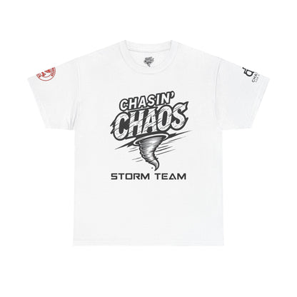 Chaos Storm Team Tee, Unisex Cotton T-Shirt for Storm Chasers, Adventure Shirt, Trending QR Code Apparel, Gift for Weather Enthusiasts