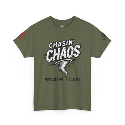 Chaos Storm Team Tee, Unisex Cotton T-Shirt for Storm Chasers, Adventure Shirt, Trending QR Code Apparel, Gift for Weather Enthusiasts