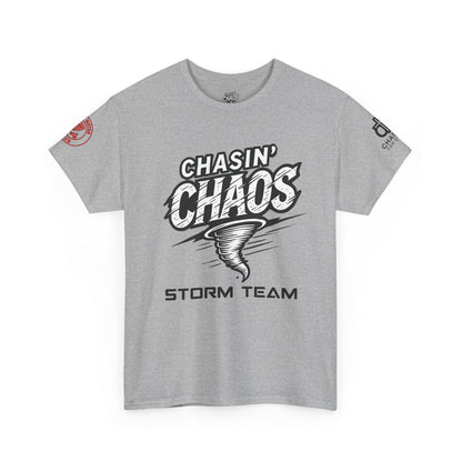 Chaos Storm Team Tee, Unisex Cotton T-Shirt for Storm Chasers, Adventure Shirt, Trending QR Code Apparel, Gift for Weather Enthusiasts