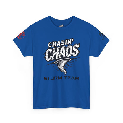 Chaos Storm Team Tee, Unisex Cotton T-Shirt for Storm Chasers, Adventure Shirt, Trending QR Code Apparel, Gift for Weather Enthusiasts