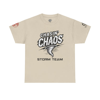 Chaos Storm Team Tee, Unisex Cotton T-Shirt for Storm Chasers, Adventure Shirt, Trending QR Code Apparel, Gift for Weather Enthusiasts