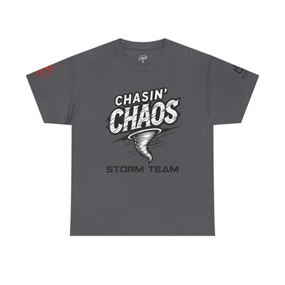Chaos Storm Team Tee, Unisex Cotton T-Shirt for Storm Chasers, Adventure Shirt, Trending QR Code Apparel, Gift for Weather Enthusiasts