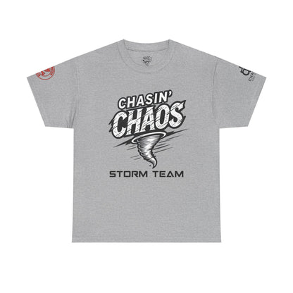Chaos Storm Team Tee, Unisex Cotton T-Shirt for Storm Chasers, Adventure Shirt, Trending QR Code Apparel, Gift for Weather Enthusiasts