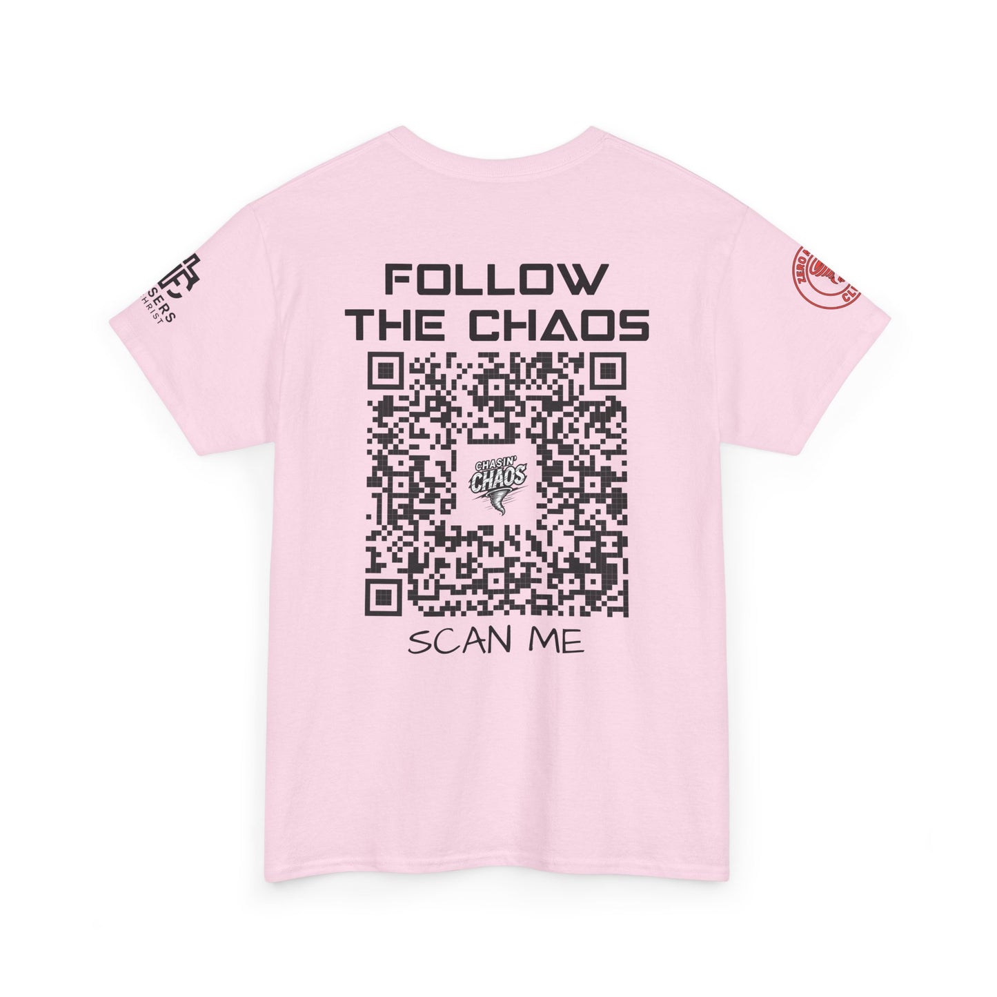 Chaos Storm Team Tee, Unisex Cotton T-Shirt for Storm Chasers, Adventure Shirt, Trending QR Code Apparel, Gift for Weather Enthusiasts