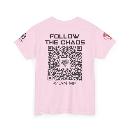 Chaos Storm Team Tee, Unisex Cotton T-Shirt for Storm Chasers, Adventure Shirt, Trending QR Code Apparel, Gift for Weather Enthusiasts
