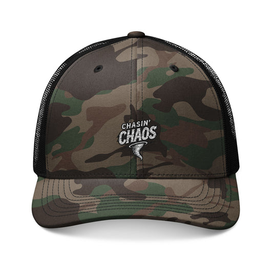 Chasin Chaos Logo Embroidered Camo Trucker Hat