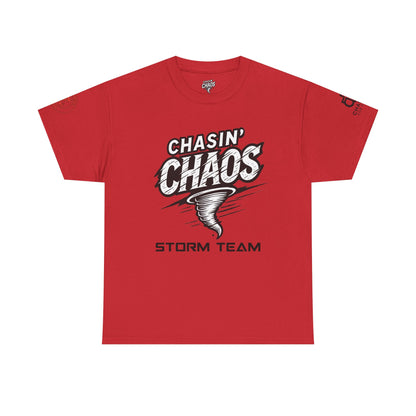 Chaos Storm Team Tee, Unisex Cotton T-Shirt for Storm Chasers, Adventure Shirt, Trending QR Code Apparel, Gift for Weather Enthusiasts