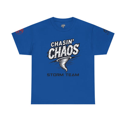 Chaos Storm Team Tee, Unisex Cotton T-Shirt for Storm Chasers, Adventure Shirt, Trending QR Code Apparel, Gift for Weather Enthusiasts